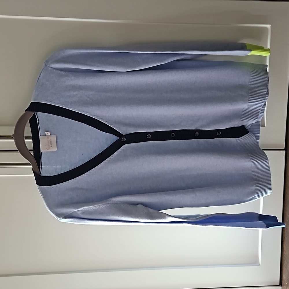 whisper by  Brodie blue cotton (nylon & silk) color block sweater